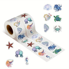 500 Ocean Animal Stickers Roll for Water Bottles & More
