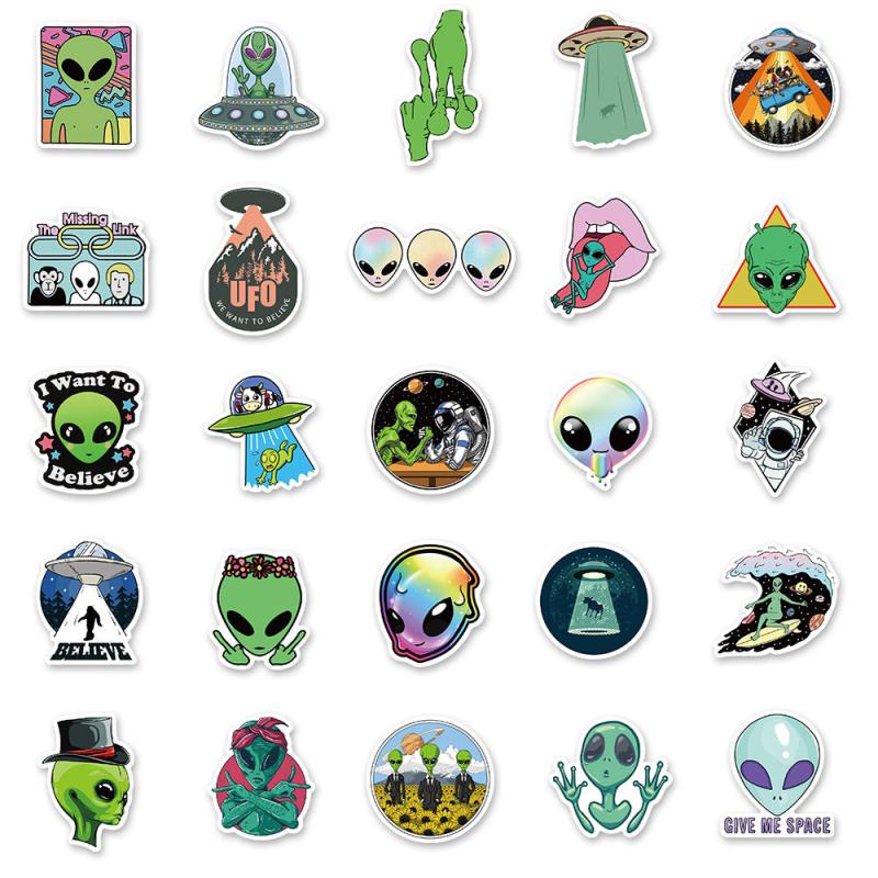 50 Fun Alien Paint Stickers - Unique Designs