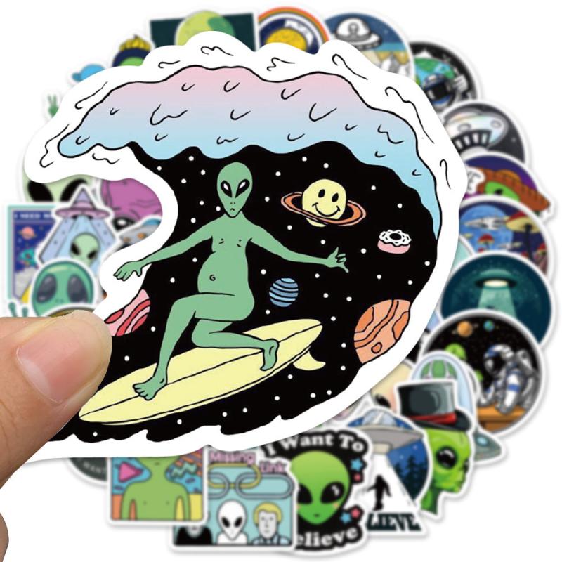 50 Fun Alien Paint Stickers - Unique Designs