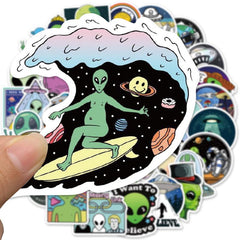 50 Fun Alien Paint Stickers - Unique Designs