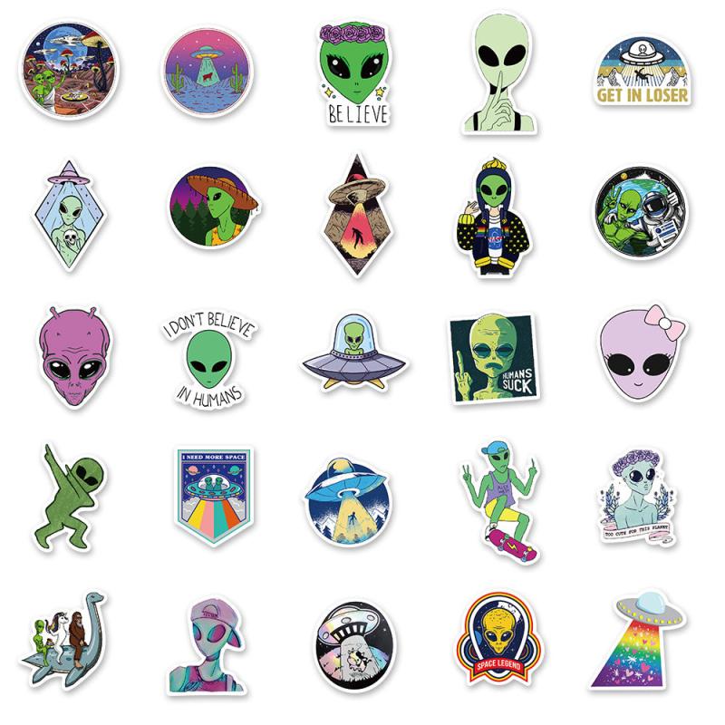 50 Fun Alien Paint Stickers - Unique Designs