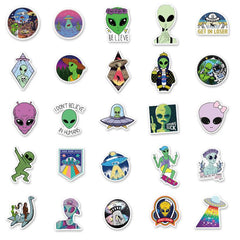 50 Fun Alien Paint Stickers - Unique Designs