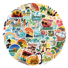 50pcs Hawaii Travel Stickers Waterproof Room Decoration