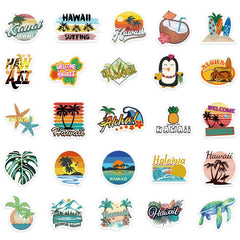 50pcs Hawaii Travel Stickers Waterproof Room Decoration