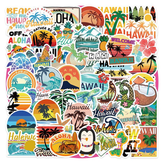 50pcs Hawaii Travel Stickers Waterproof Room Decoration