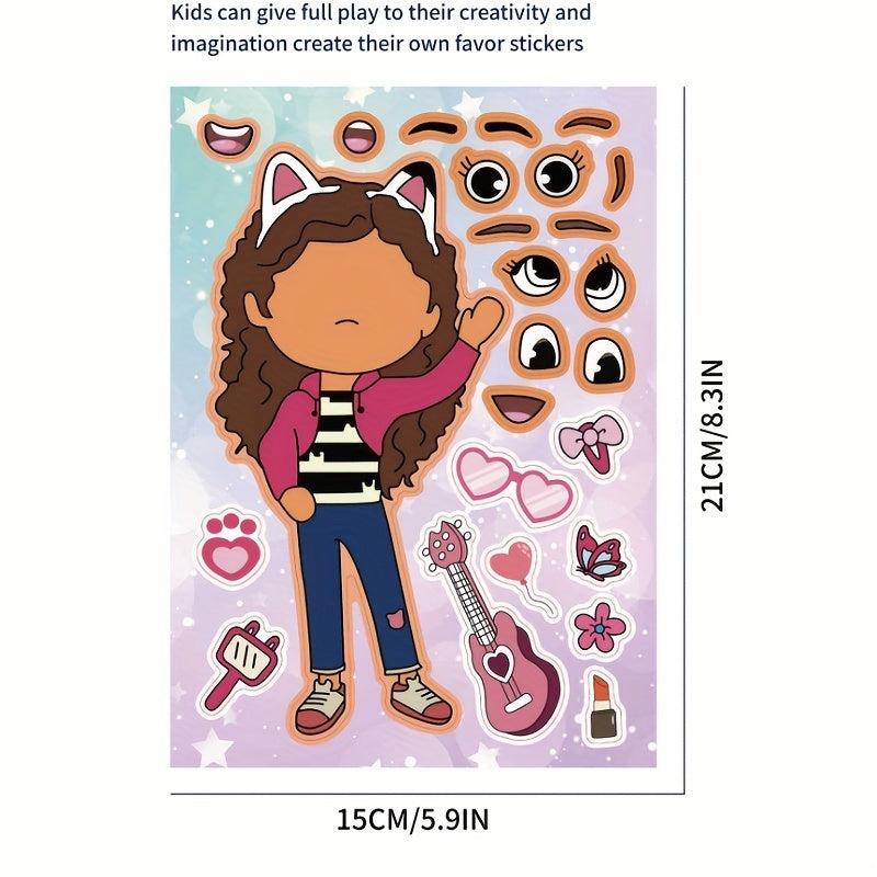 6pcs Anime Cartoon DIY Face Stickers Gift