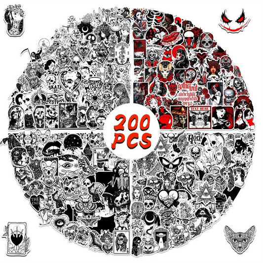200pcs Gothic Stickers Pack For Teens Vinyl Punk Gothic Stickers