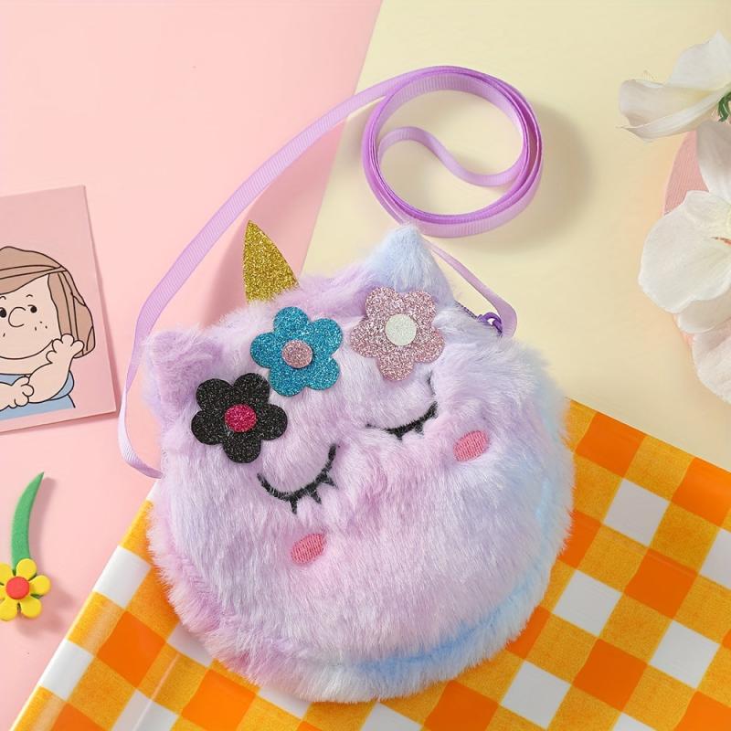 Winter Unicorn Plush Wallet Shoulder Bag