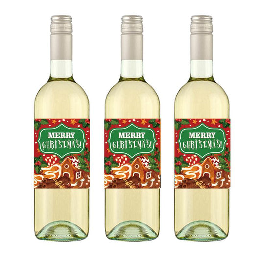 24pcs Christmas Red Wine Bottle Stickers Merry Christmas Decorations