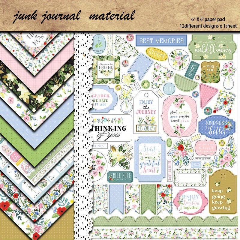 12 Sheets Large Size Material Paper for Retro Journal Decor DIY Tools