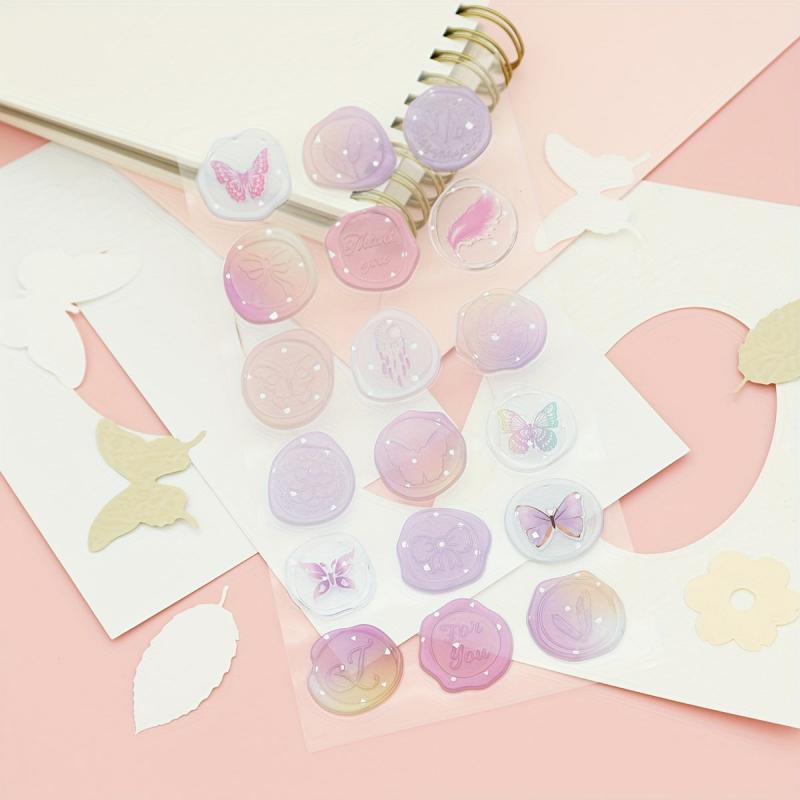 Butterfly Feather Fire Lacquer Phone Sticker - 18 Pieces