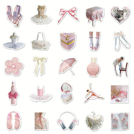 50pcs Ballet Style Journal Sticker Small Fresh Stickers for Decoration