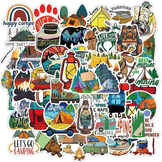 50pcs Camping Adventure Stickers Outdoor Exercise Mountaineering Vinyl Sticker