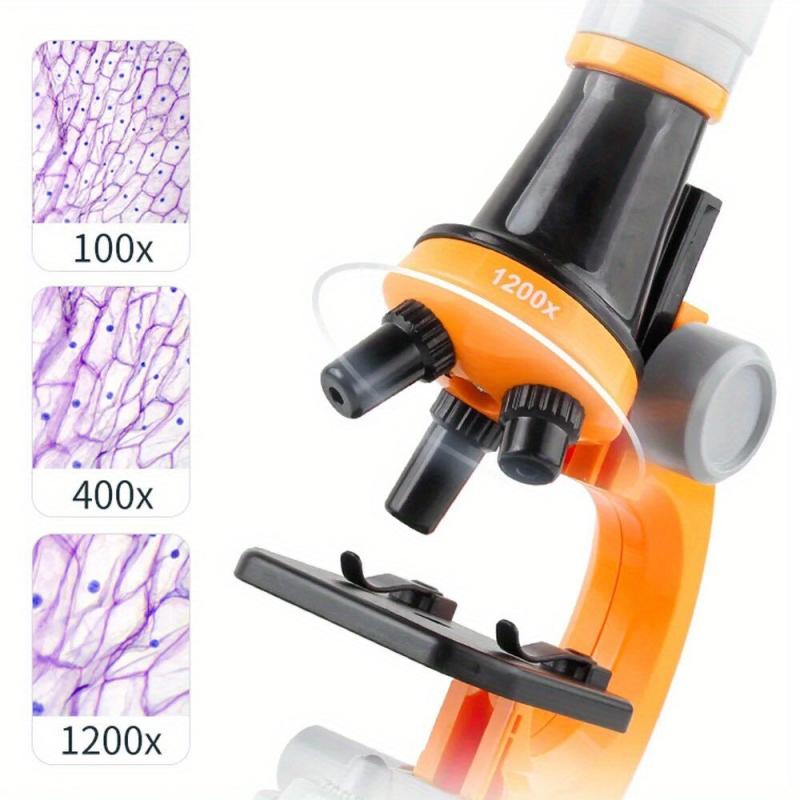 Kids Microscope Kit Science Lab LED 100X 400X 1200X Biological Microscope