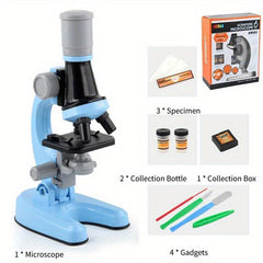 Kids Microscope Kit Science Lab LED 100X 400X 1200X Biological Microscope
