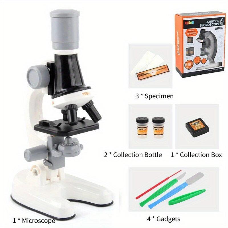 Kids Microscope Kit Science Lab LED 100X 400X 1200X Biological Microscope