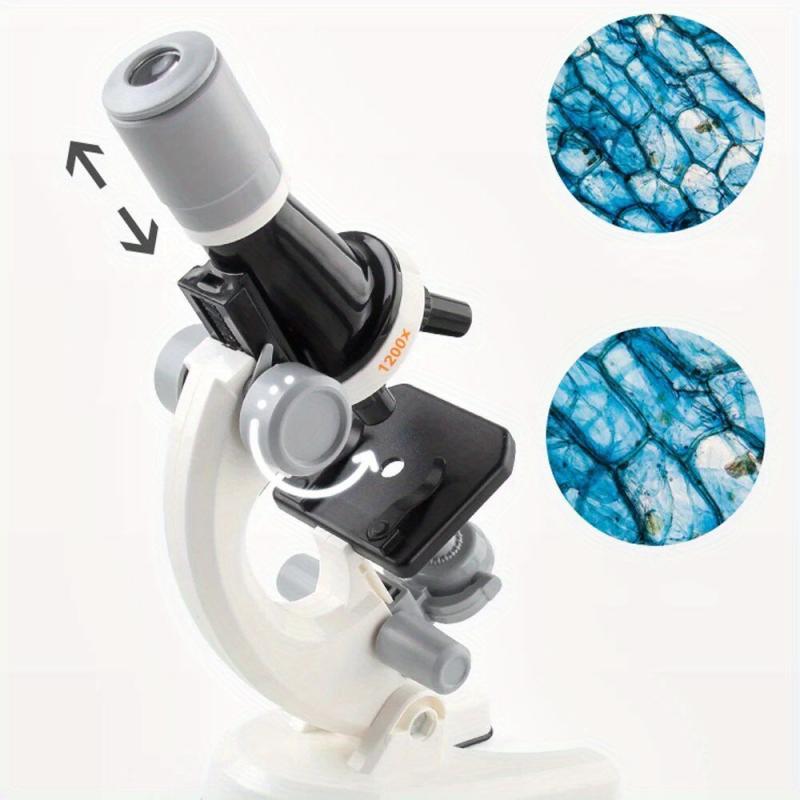 Kids Microscope Kit Science Lab LED 100X 400X 1200X Biological Microscope