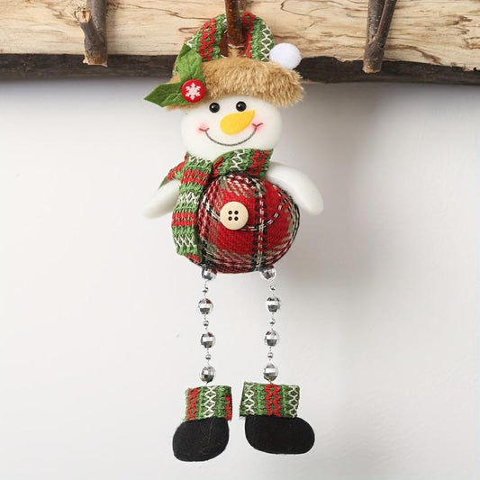 Plaid Bead Leg Pendant Doll Christmas Window Decoration