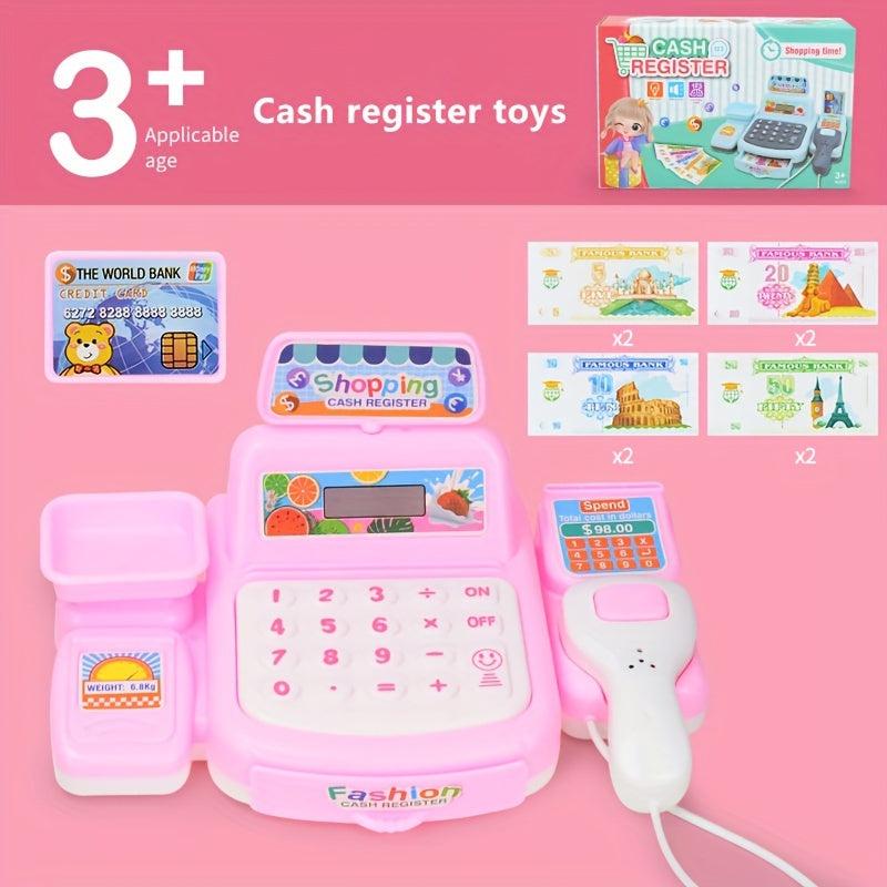 Supermarket Cash Register Toys Play House Toy with Scan Function Sound Light