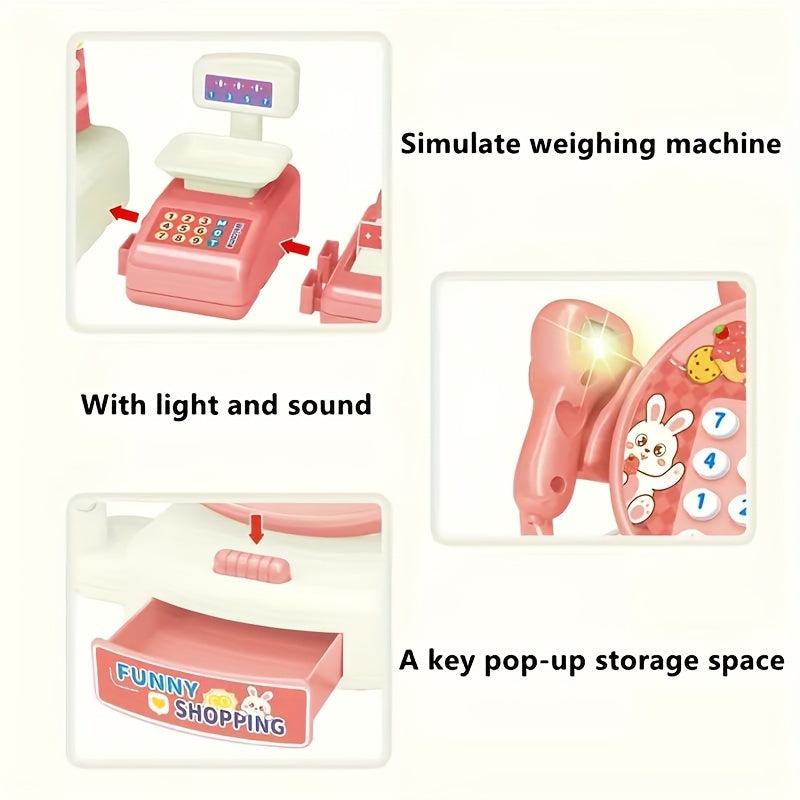 2-in-1 Cash Register Toy Set with Credit Card Scanner, Scale, Game Coin