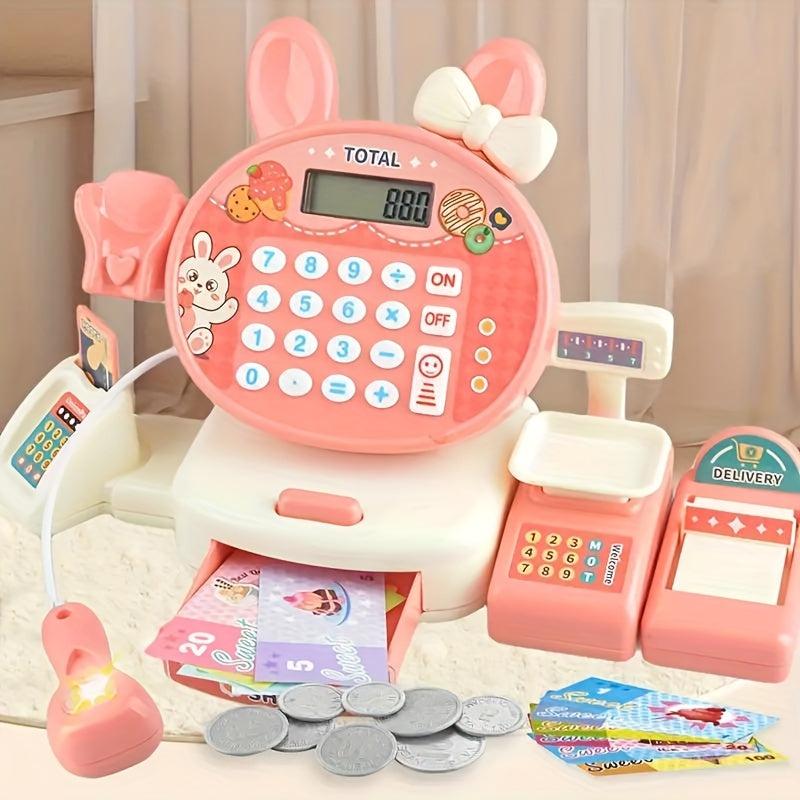 2-in-1 Cash Register Toy Set with Credit Card Scanner, Scale, Game Coin
