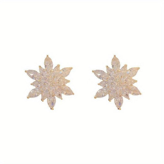 Zircon Snowflake Earrings Hook Dangle Party Jewelry