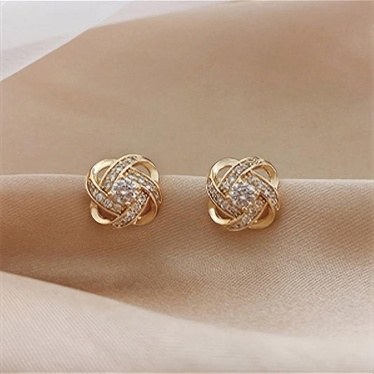 Sparkling Rhinestone Knot Stud Earrings Party Jewelry Gift For Women