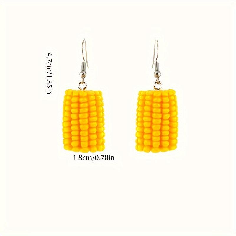Simulated Resin Green Vegetable Earrings - Corn and Broccoli - Women