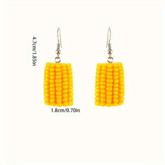 Simulated Resin Green Vegetable Earrings - Corn and Broccoli - Women