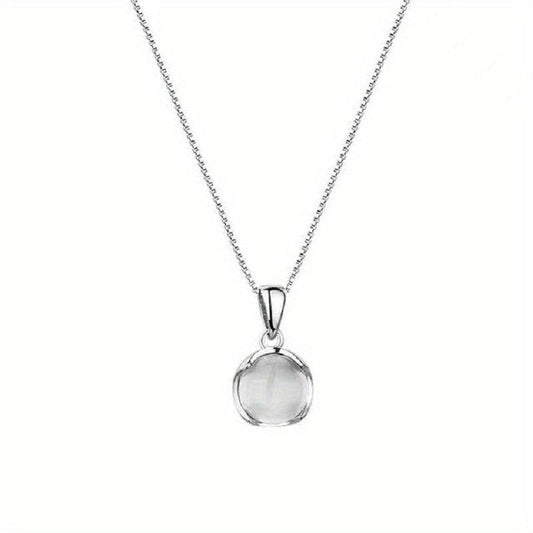 Jade Round Pendant Necklace Minimalist Style Women's Collar Chain
