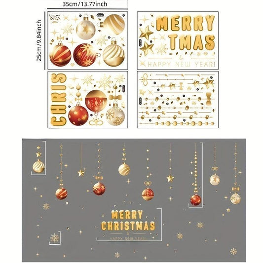 4pcs Christmas Glass Stickers - Easy Install - Home Holiday Decor