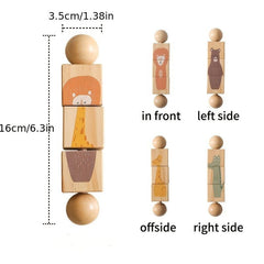 Wooden Animal Shape Matching Toy with Rotating Rattles