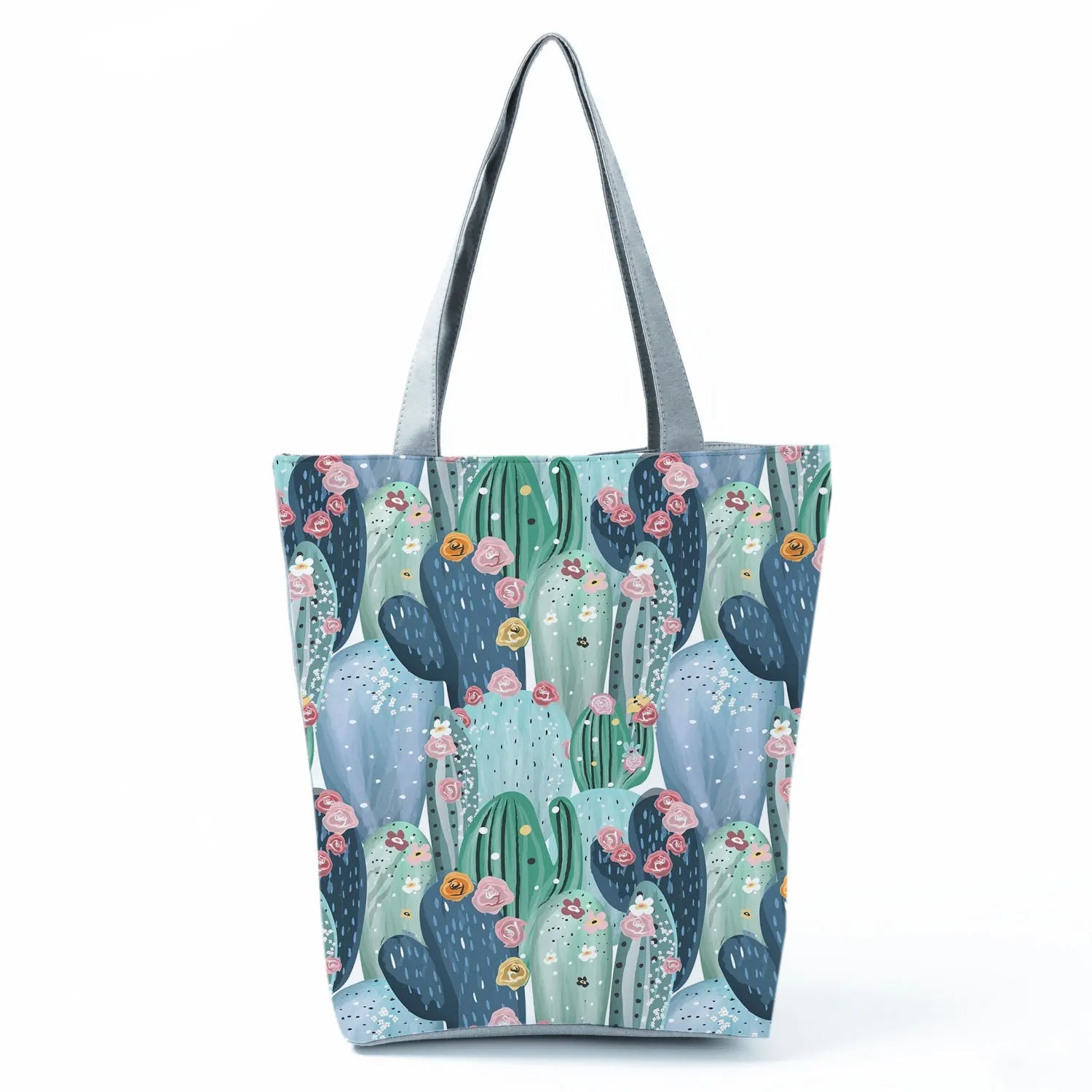 Floral Print Cactus Tote Bag for Women, High Capacity Handbag