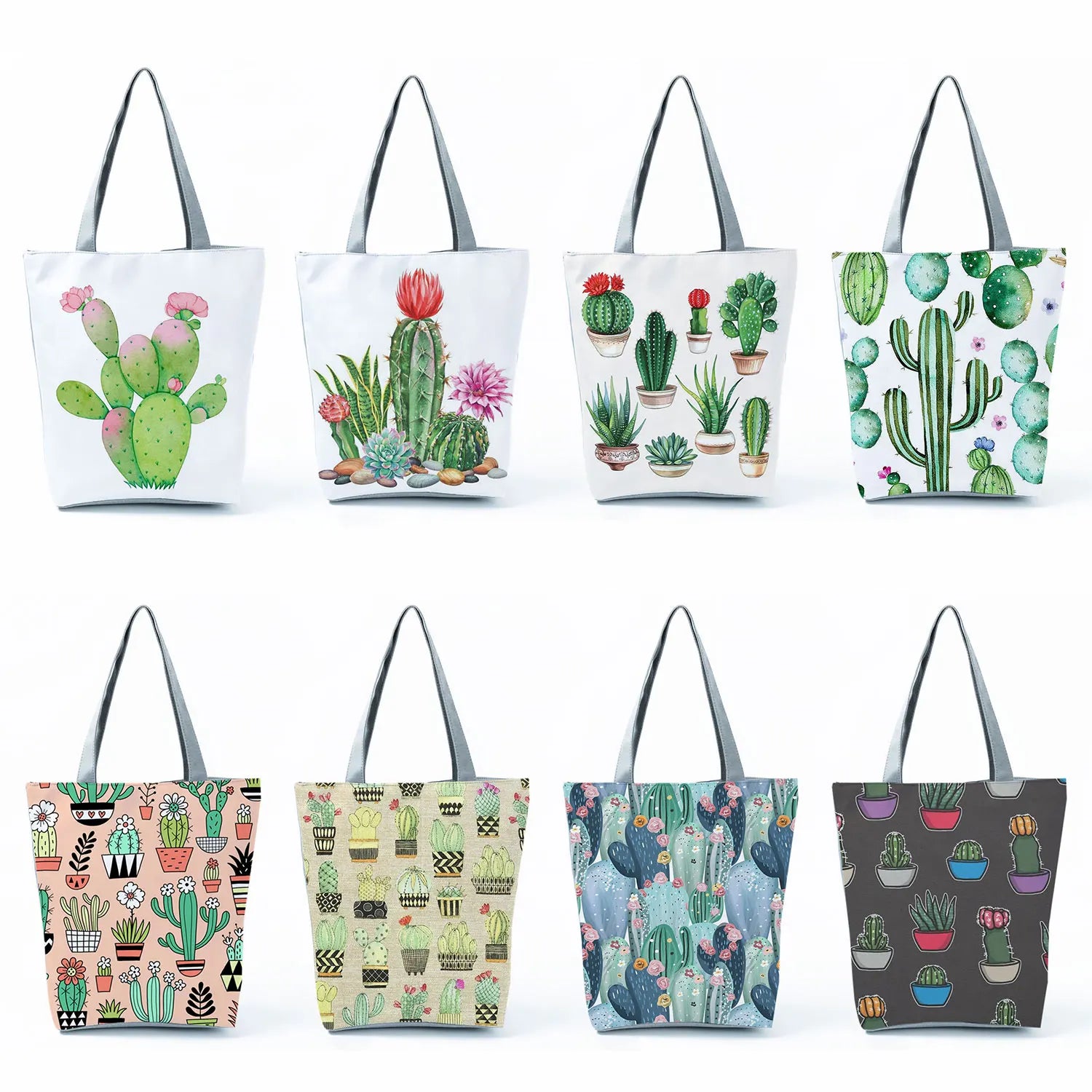 Floral Print Cactus Tote Bag for Women, High Capacity Handbag