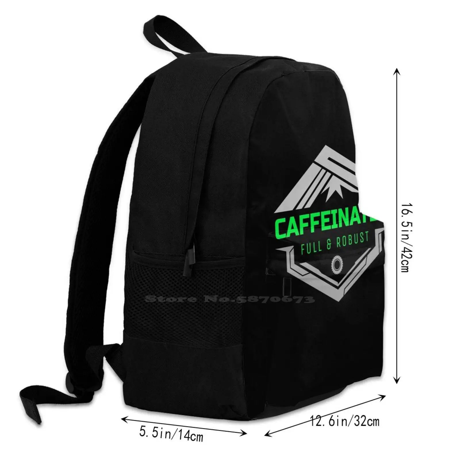 Caffeinated School Bag Backpack Laptop 15 Inch Coffee Tea Star Funny Latte
