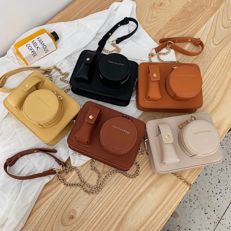 Camera Women's Shoulder Bag Messenger Strange Shape PU Girl Handbag