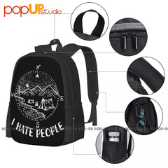 Camping Compass I Hate People Backpack Large Capacity Portable Gymnast Bag