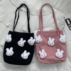 Candy Rabbit Corduroy Shoulder Bag Eco Tote