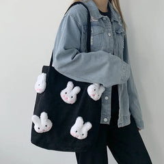 Candy Rabbit Corduroy Shoulder Bag Eco Tote