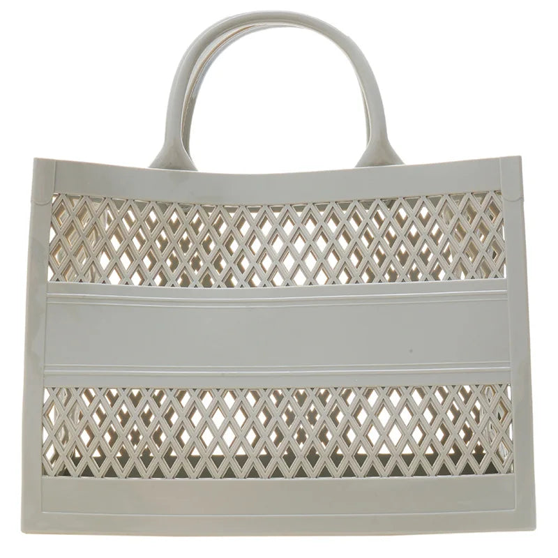 Candy Hollow Out Cut Handbags For Women PVC Large Capacity Beach Bags