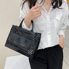 Candy Hollow Out Cut Handbags For Women PVC Large Capacity Beach Bags
