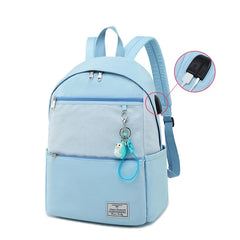 Pink Teenage Girls USB Charging Backpack for School