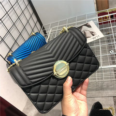 Green Grey Quilted Jelly Bag with Chain Shoulder Strap