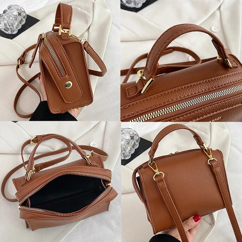 Women's Candy Square Bag Soft PU Leather Crossbody Handbag