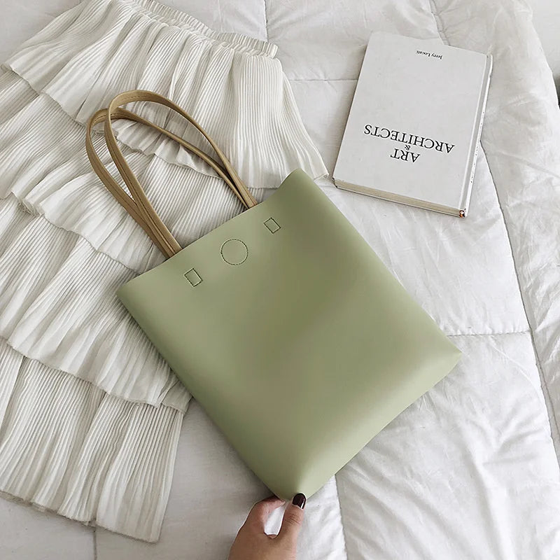 Candy Color One-Shoulder Tote Bag for Women
