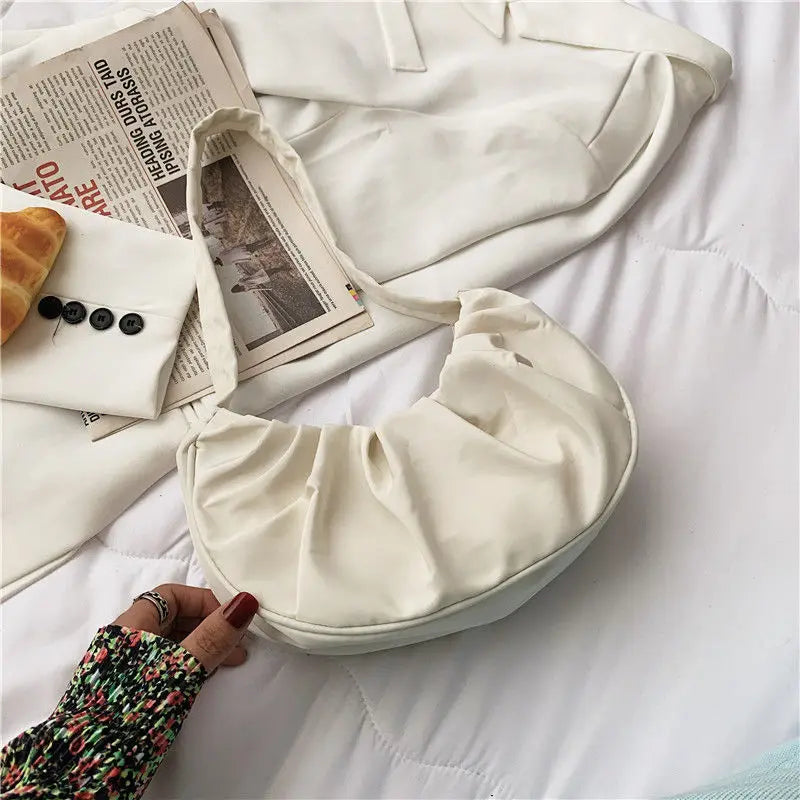 Candy Women Shoulder Bags Pleated Ladies Small Underarm Bag