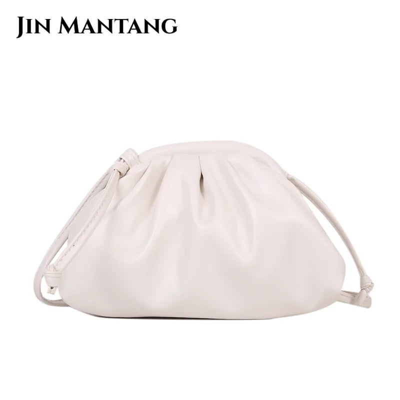 Candy Women's Small Cloud Bag Ruched PU Leather Shoulder Bags