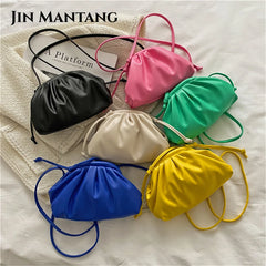 Candy Women's Small Cloud Bag Ruched PU Leather Shoulder Bags