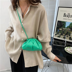 Candy Women's Small Cloud Bag Ruched PU Leather Shoulder Bags for Women