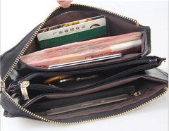 Candy Colors Bag Wristlet Oil Wax Leather Evening Clutch Wallet